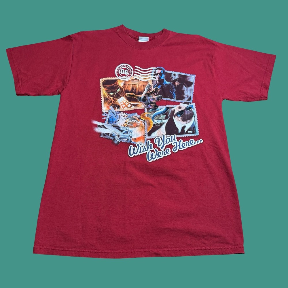 Vtg 2006 Universal Studios Terminator Back To The Future Postcard T Shirt Medium